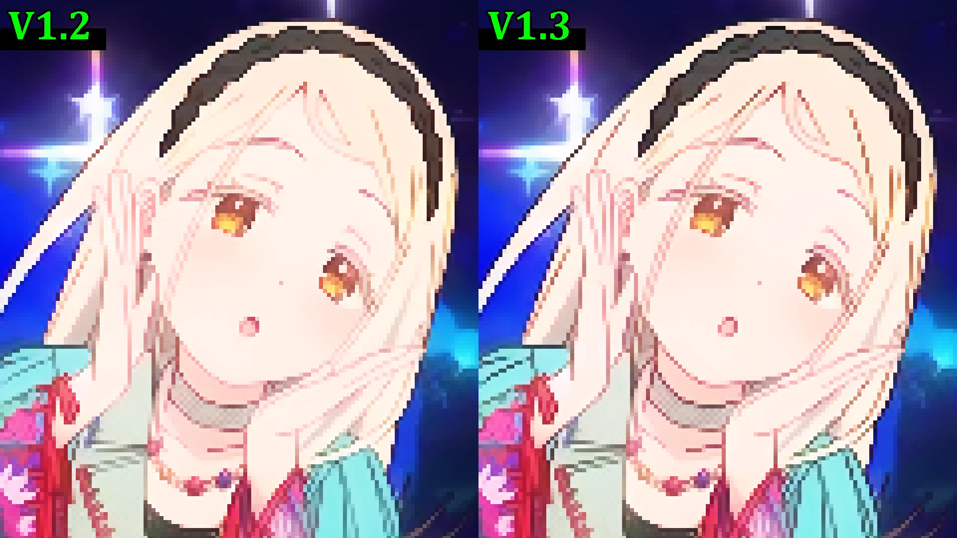 v1.2 と v1.3 のアウトライン比較（作例2）