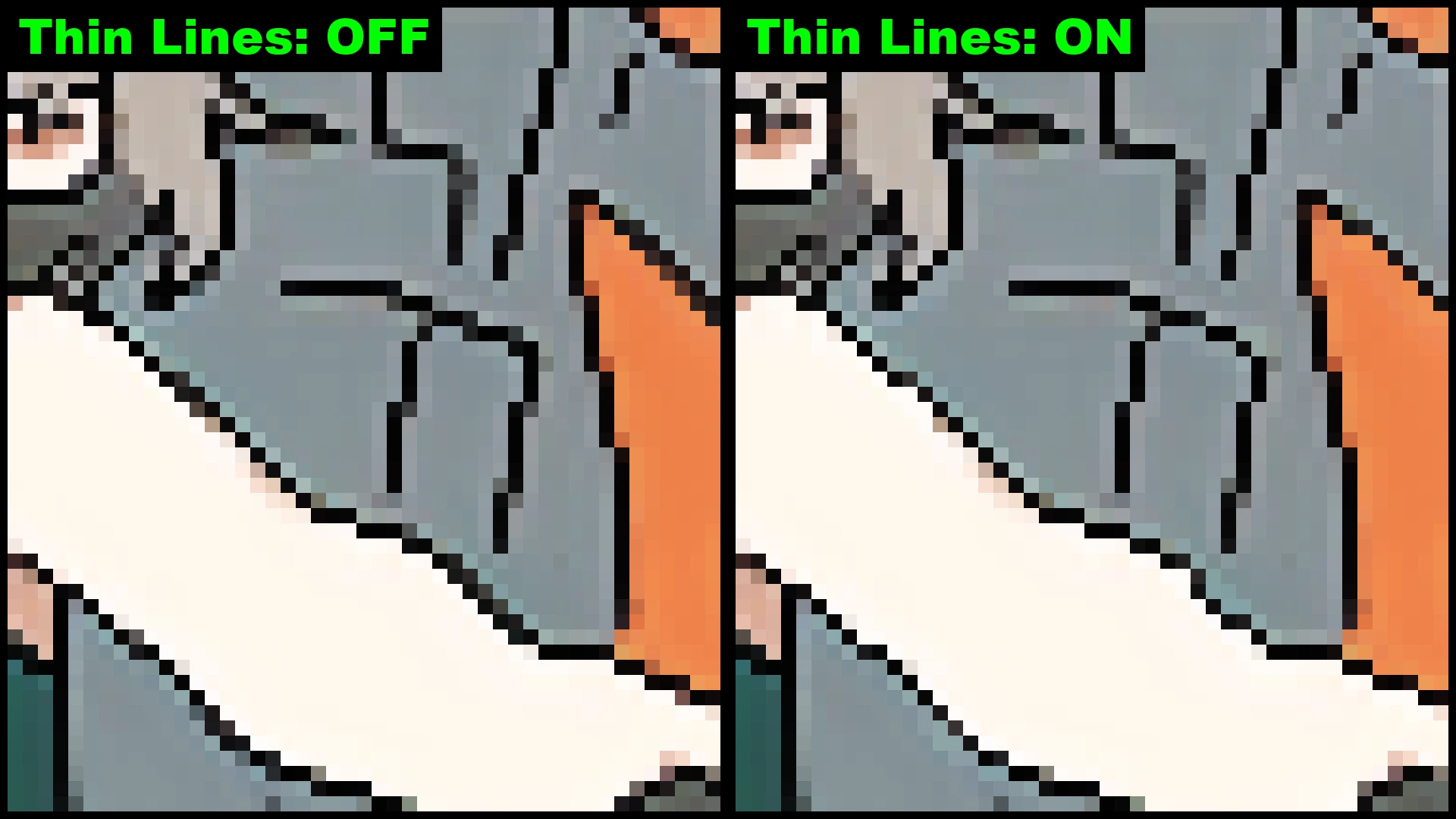Thin Lines off compared with Thin Lines on